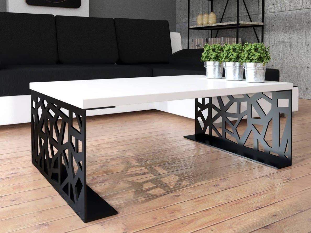 Sohvapöytä Germantown 101 (Mattamusta + Kiiltävä valkoinen)