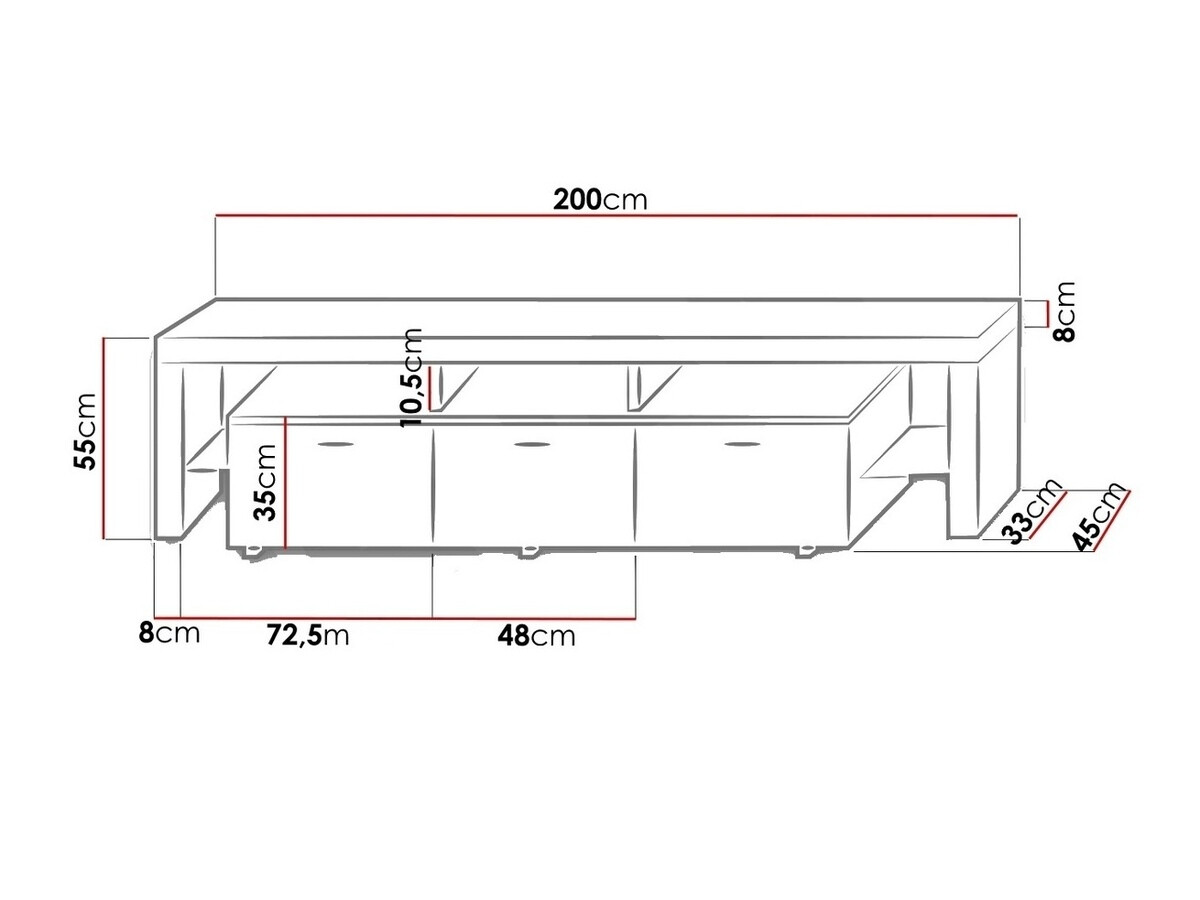 TV-taso Arbor (Valkoinen + Kiiltävä valkoinen)