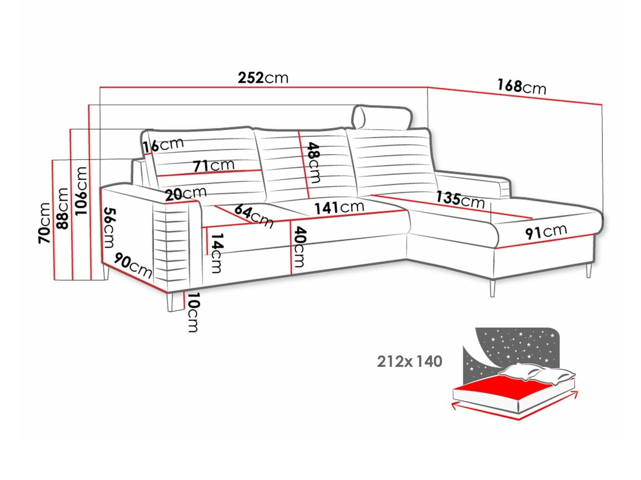 Kulmasohva Comfivo Cumintudo (Velluto 25)