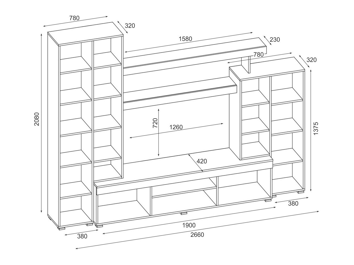 Olohuonesetti Lexington 126 (Sonoma-tammi)