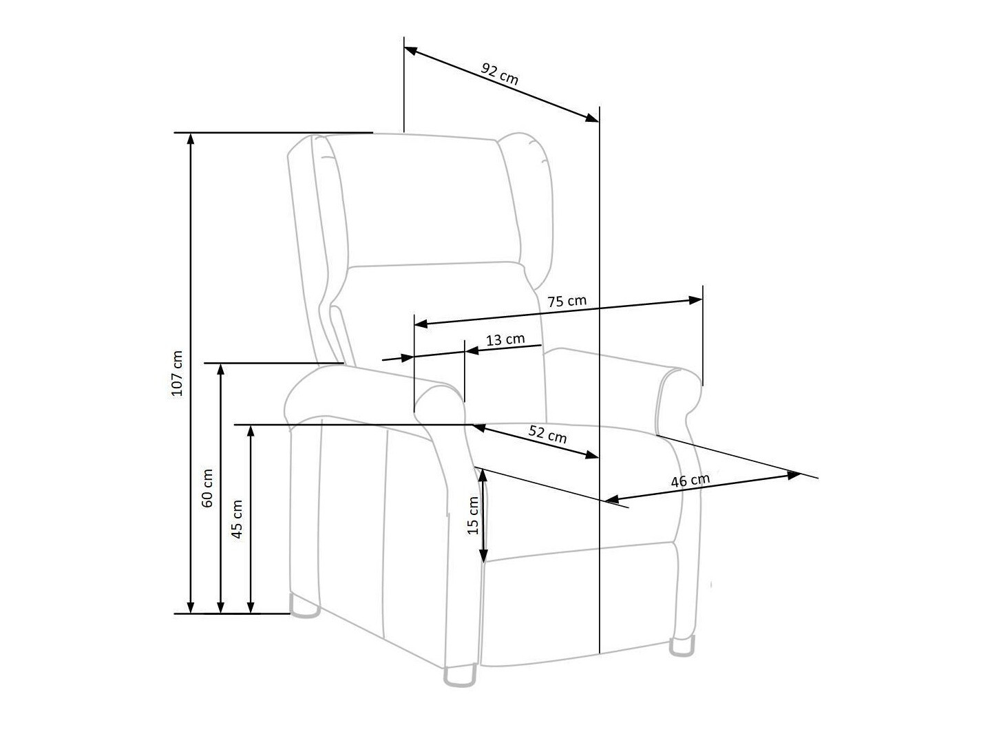 Kallistuva nojatuoli Houston 854 (Harmaa)