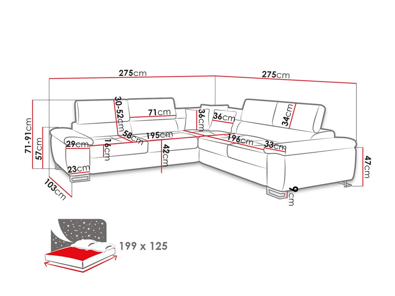 Kulmasohva Comfivo 265 (Soft 017 + Bristol 2460 + Soft 017)