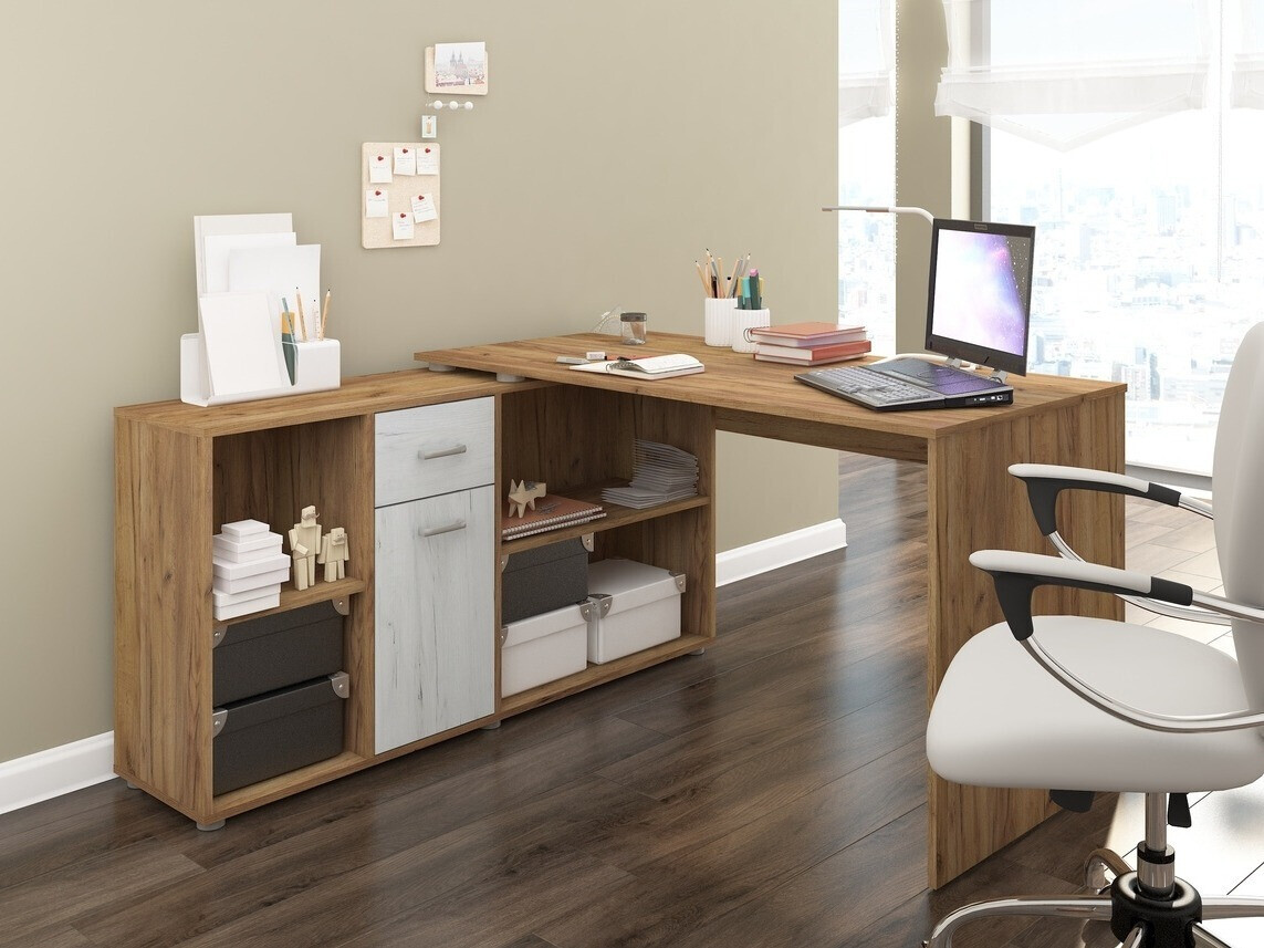 Kulmapöytä Gilroy 113 (Craft tammi + Craft-valkoinen)