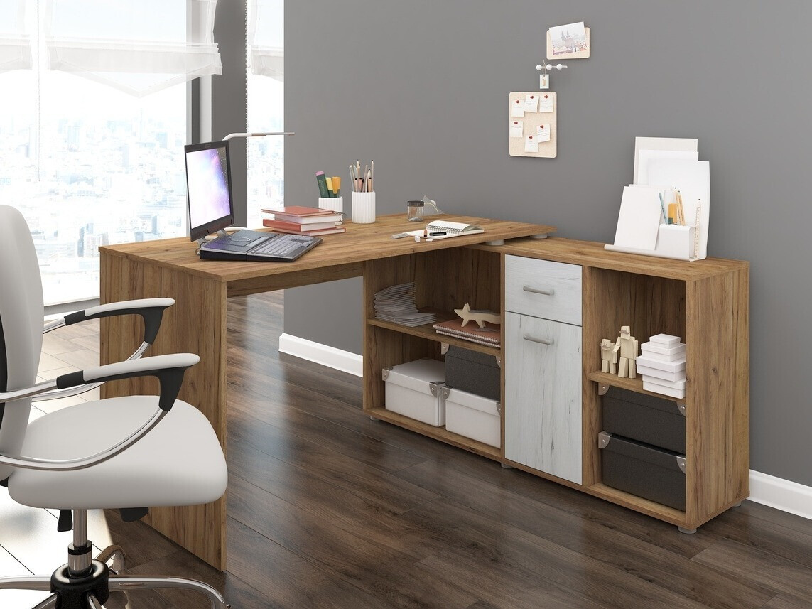 Kulmapöytä Gilroy 113 (Craft tammi + Craft-valkoinen)