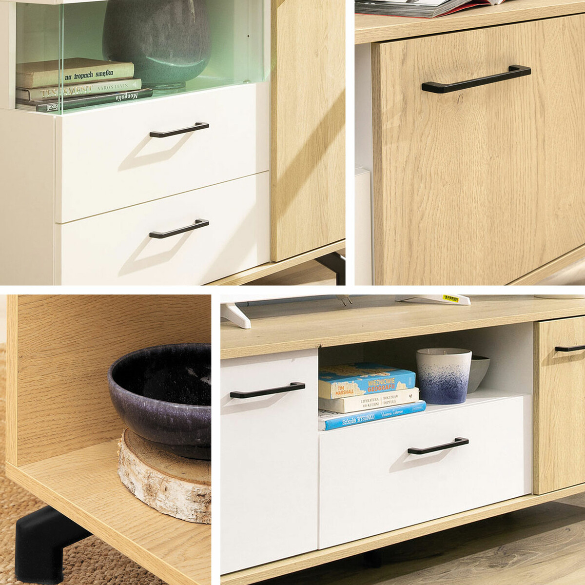 Hylly Omaha S102 (Valkoinen + Vaalea tammi)