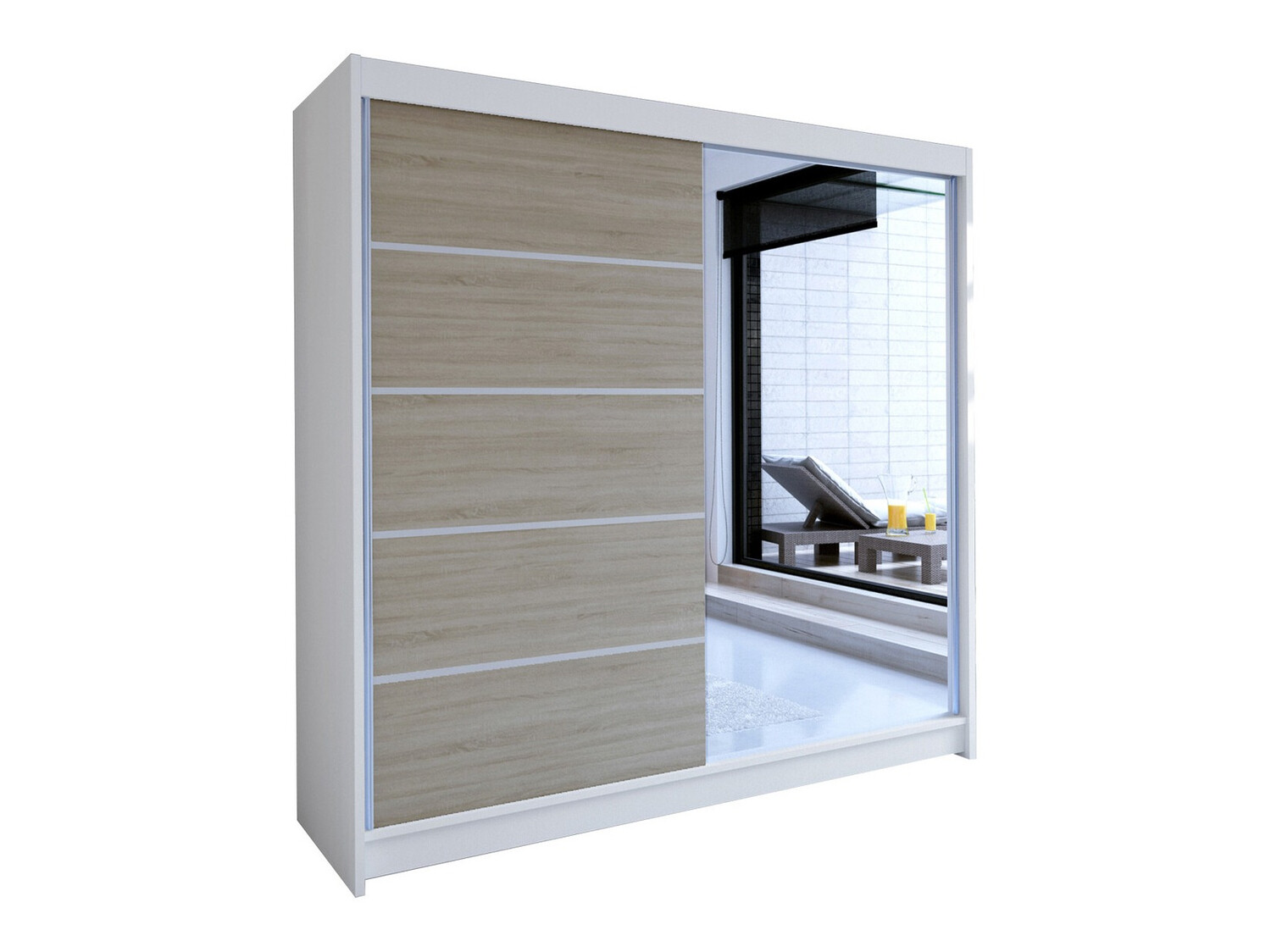 Vaatekaappi Closico Cavaris III (Valkoinen + Sonoma-tammi)