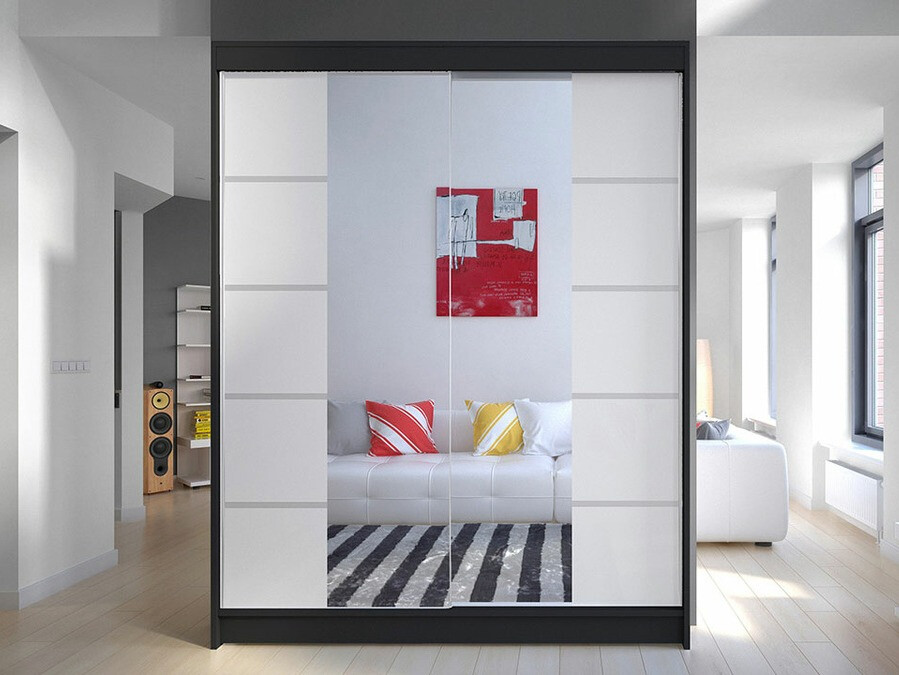 Vaatekaappi Closico 146 (Musta + Valkoinen)