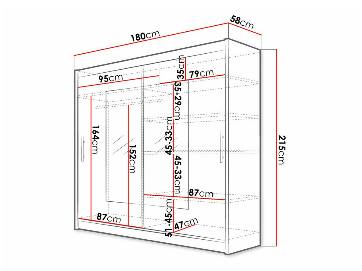 Vaatekaappi Closico Pallor VII (Musta)