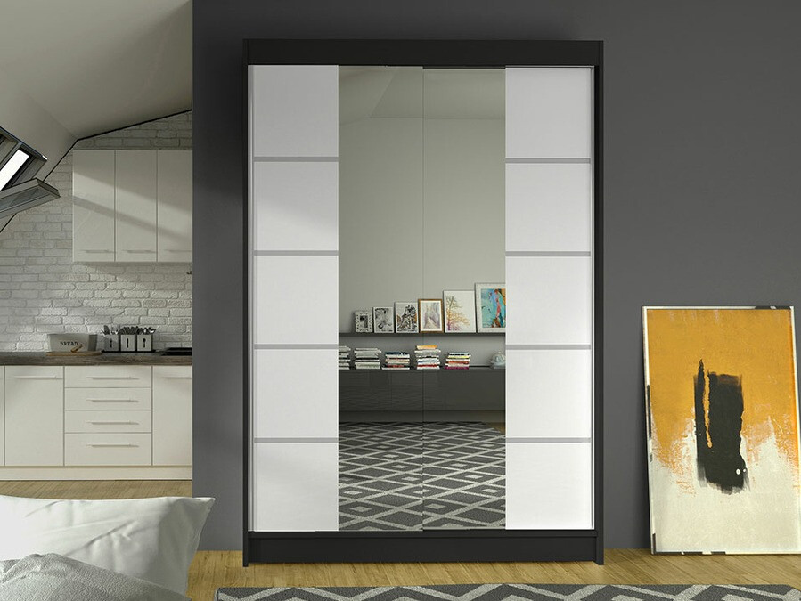 Vaatekaappi Closico Salvor V (Musta + Valkoinen)