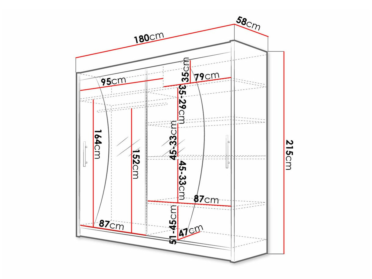 Vaatekaappi Closico Pallor IX (Musta)