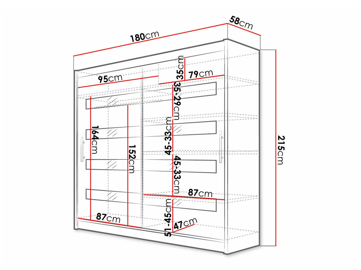 Vaatekaappi Closico Pallor XI (Valkoinen + Kiiltävä musta)
