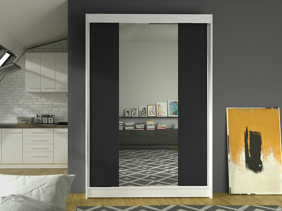 Vaatekaappi Closico Salvor II (Valkoinen + Musta)