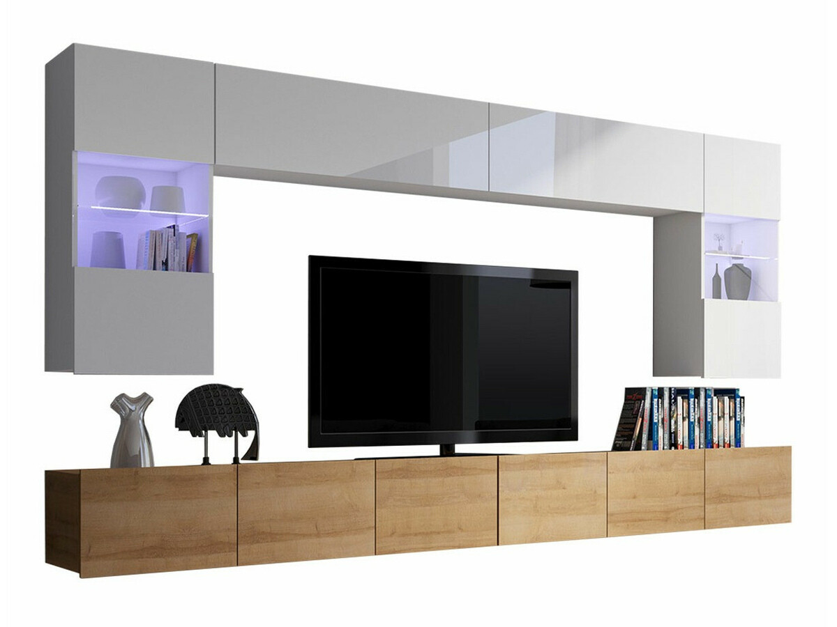 Olohuonesetti Remus I (Kultainen tammi + Valkoinen + Kiiltävä valkoinen)