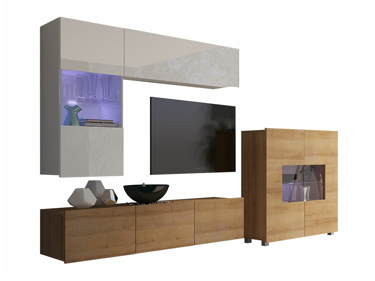 Olohuonesetti Remus III (Kultainen tammi + Valkoinen + Kiiltävä valkoinen)