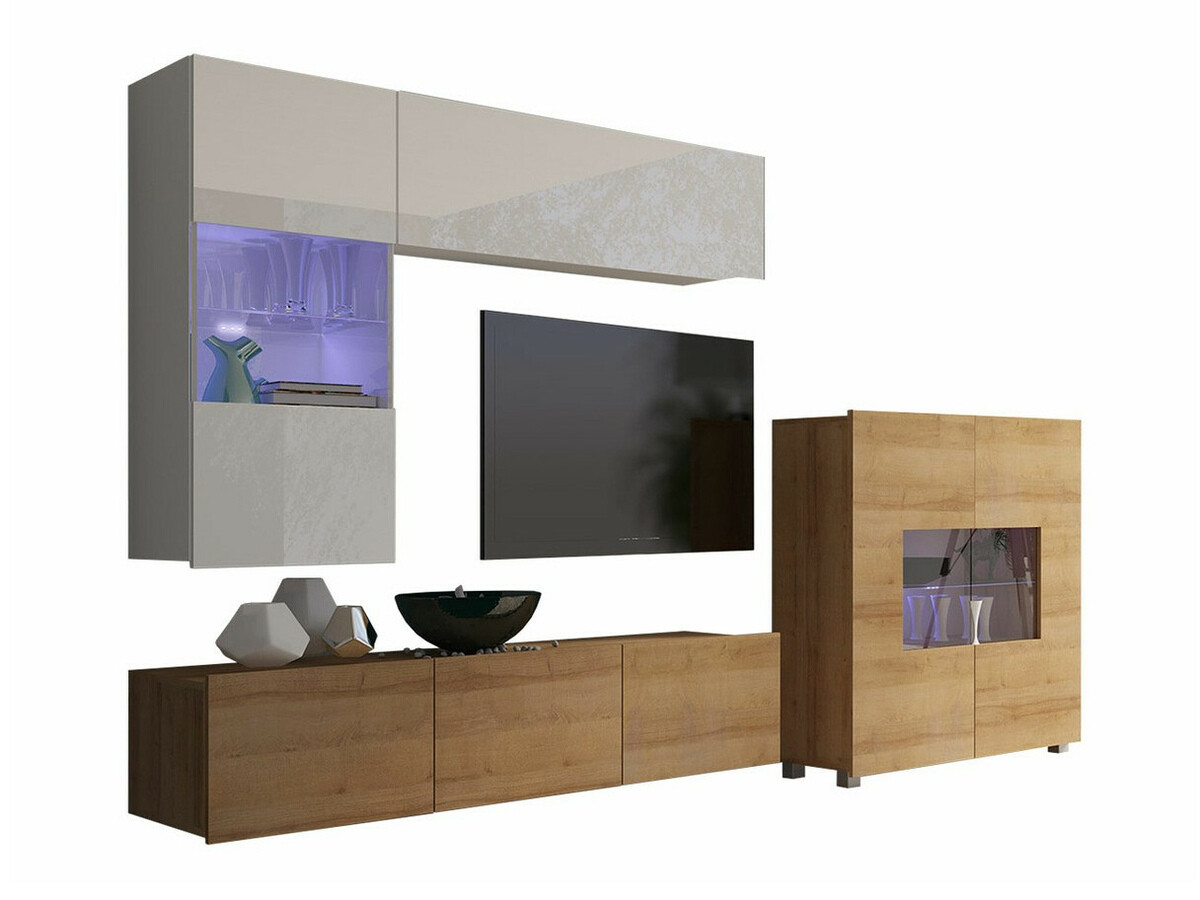 Olohuonesetti Remus III (Kultainen tammi + Valkoinen + Kiiltävä valkoinen)