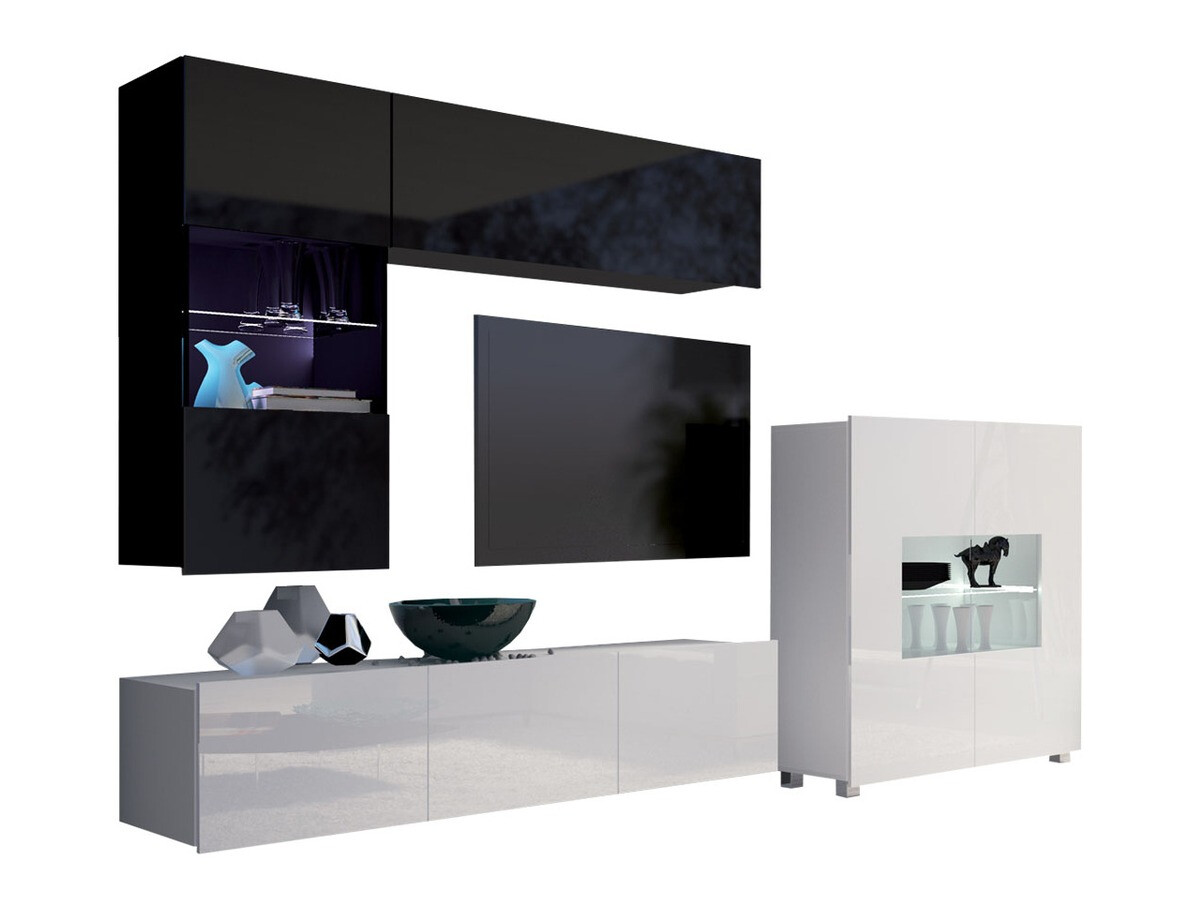 Olohuonesetti Remus III (Musta + Kiiltävä musta + Valkoinen + Kiiltävä valkoinen)