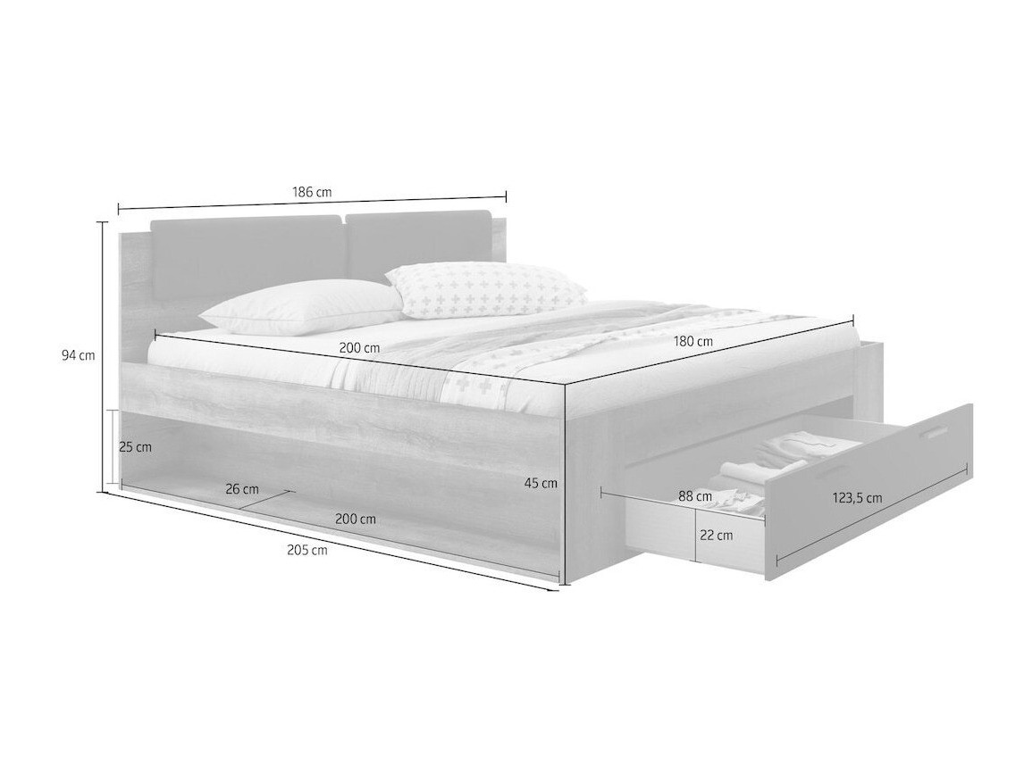 Sänky Levruvu 106 (Monastery-tammi + Kiiltävä musta)