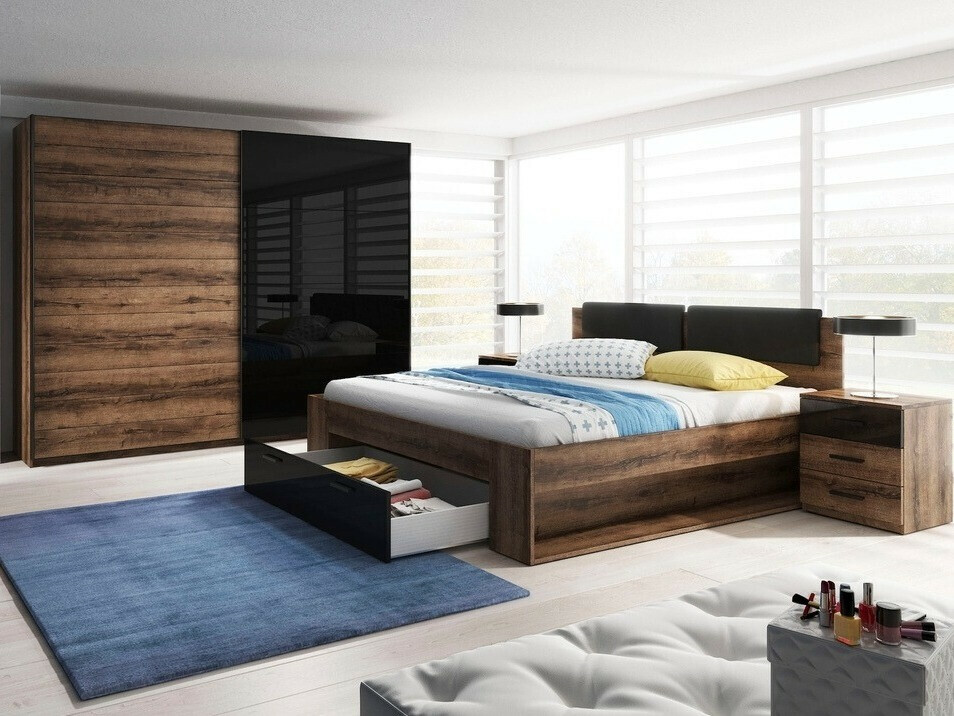 Sänky Levruvu 106 (Monastery-tammi + Kiiltävä musta)