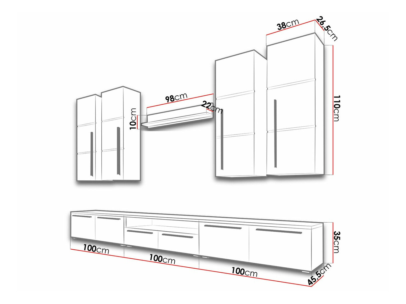Olohuonesetti Flos (Valkoinen + Kiiltävä valkoinen)