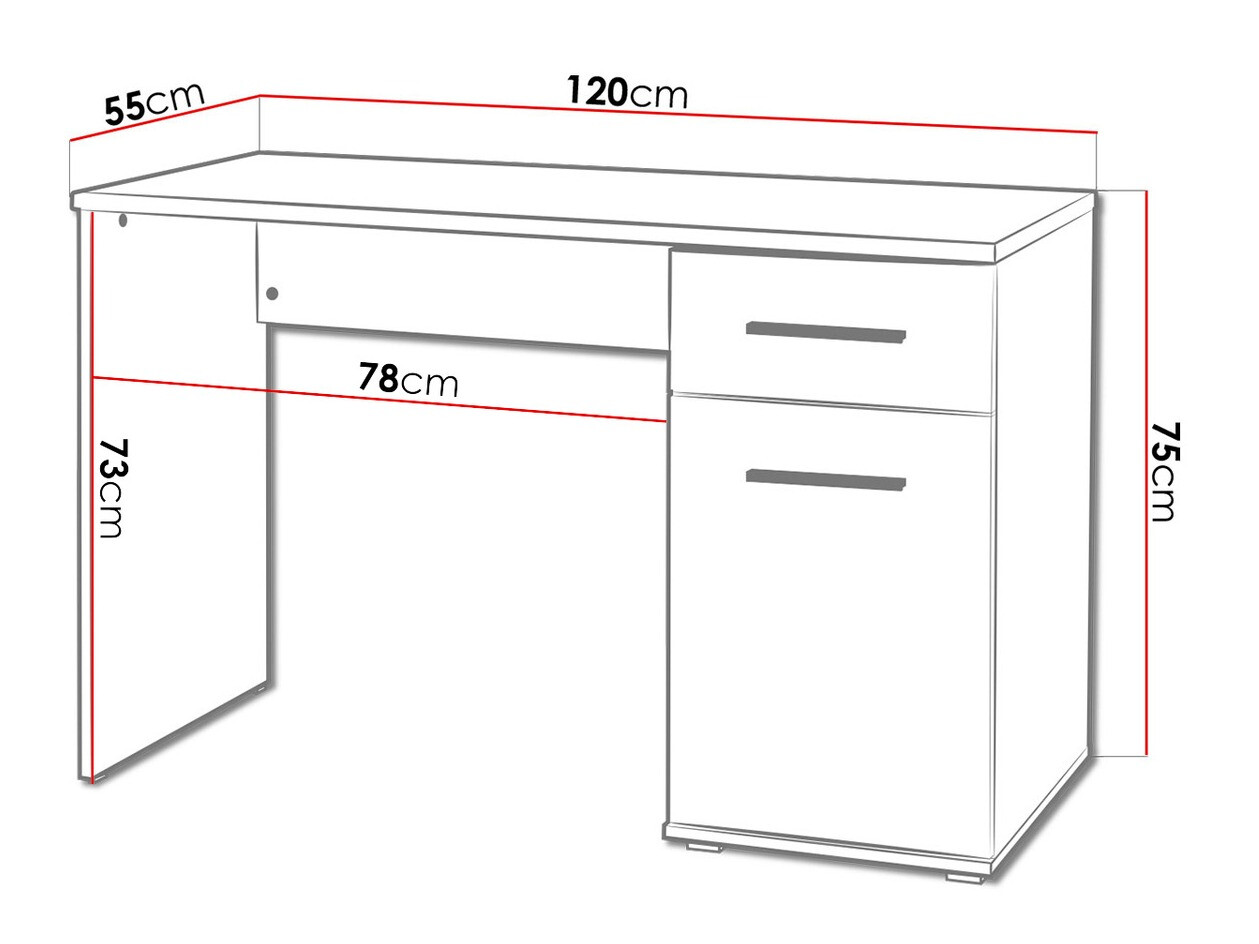 Työpöytä Cirveso 114 (Sonoma-tammi + Kiiltävä valkoinen)