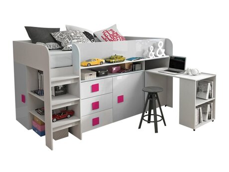 Sänky Hartford 190 (Valkoinen + Kiiltävä valkoinen + Kiiltävä pinkki)