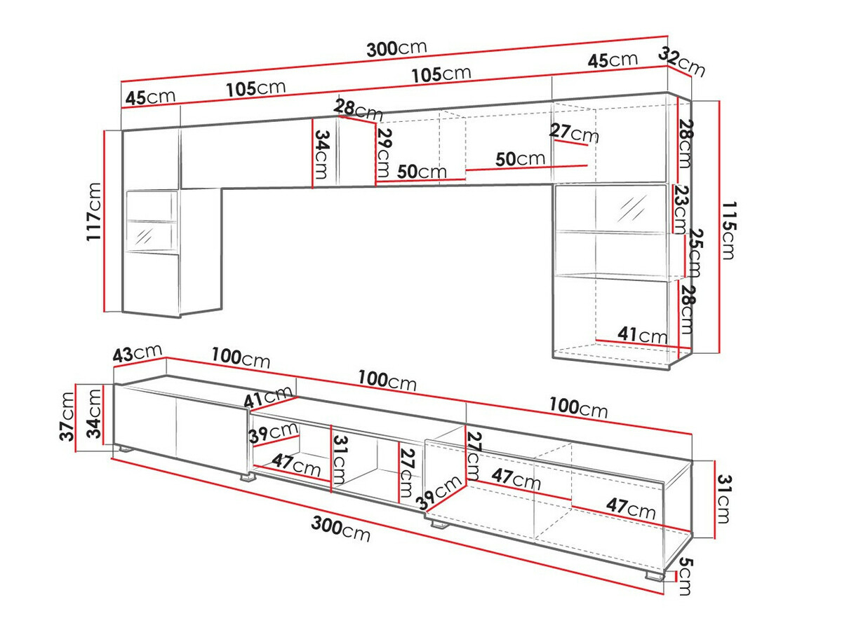 Olohuonesetti Remus XXIV (Musta + Kiiltävä musta + Artisaanitammi)