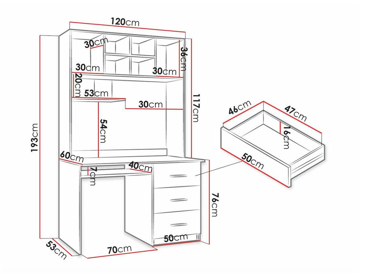 Työpöytä Campus (Valkoinen + Kiiltävä valkoinen + Kiiltävä harmaa)