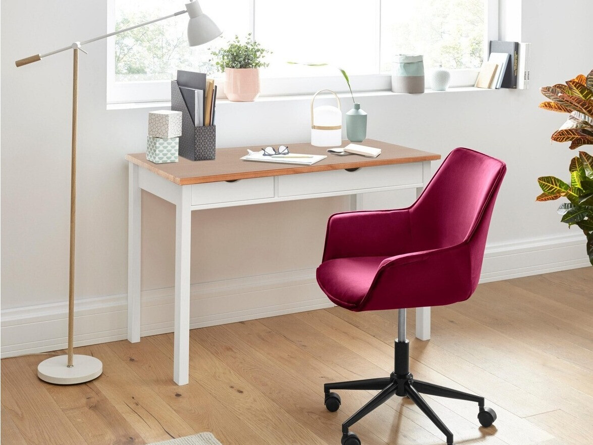 Työpöytä Denton 133 (Valkoinen + Vaalea puu)