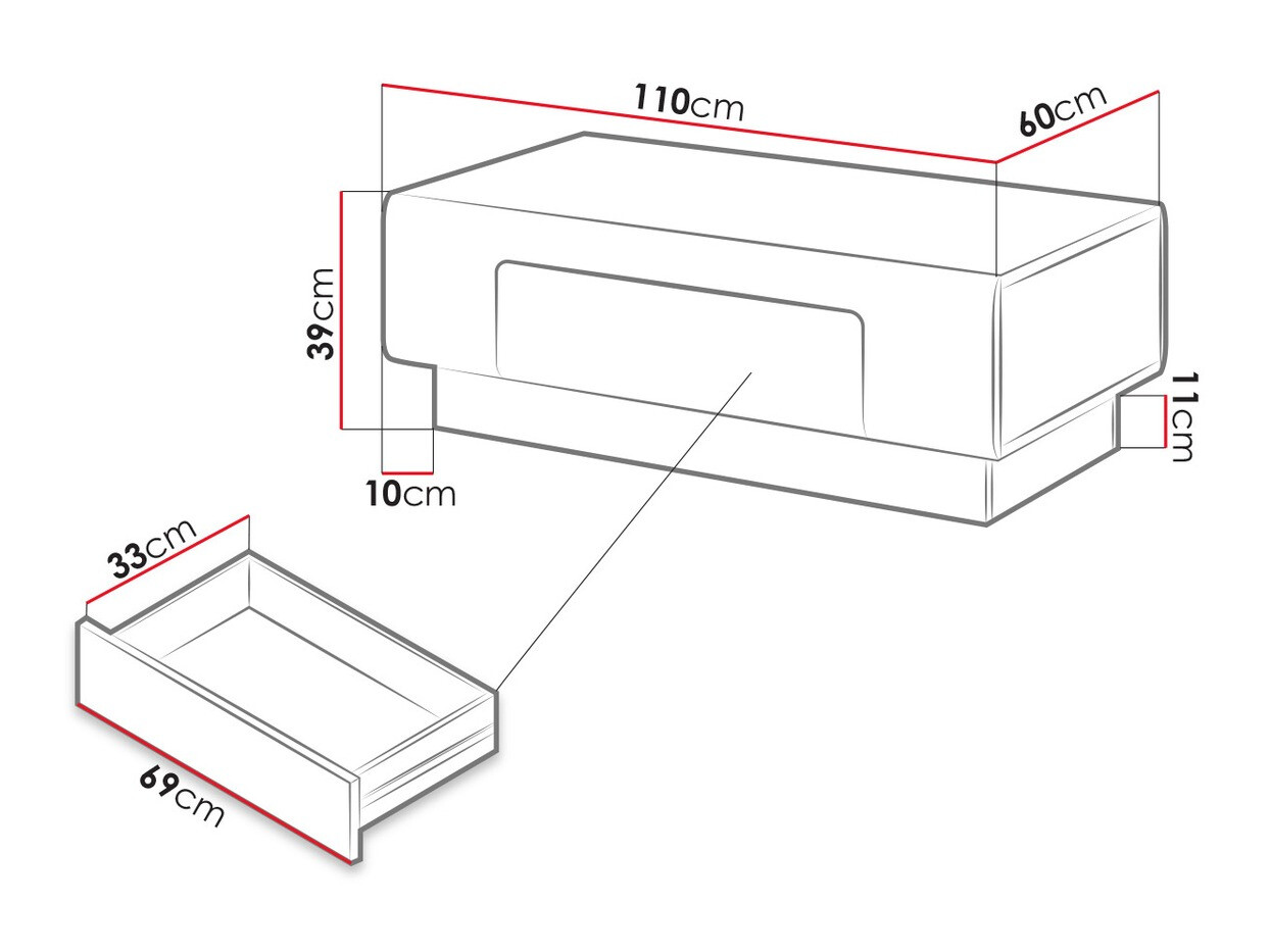 Sohvapöytä Torsone 111 (Valkoinen + Kiiltävä valkoinen + San Remon -tammi)