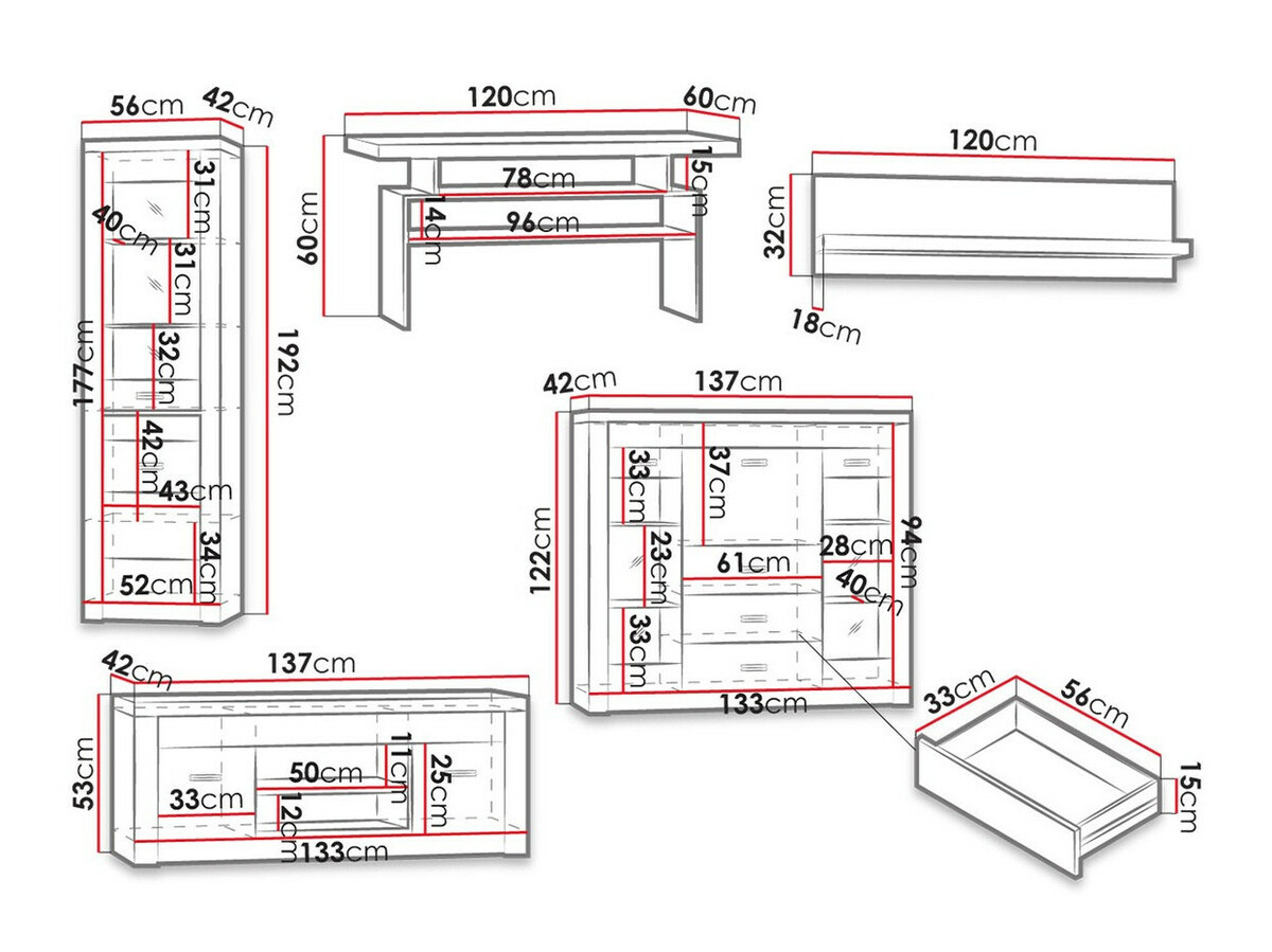 Olohuonesetti Serfeno 122 (Vaalea tuhka)