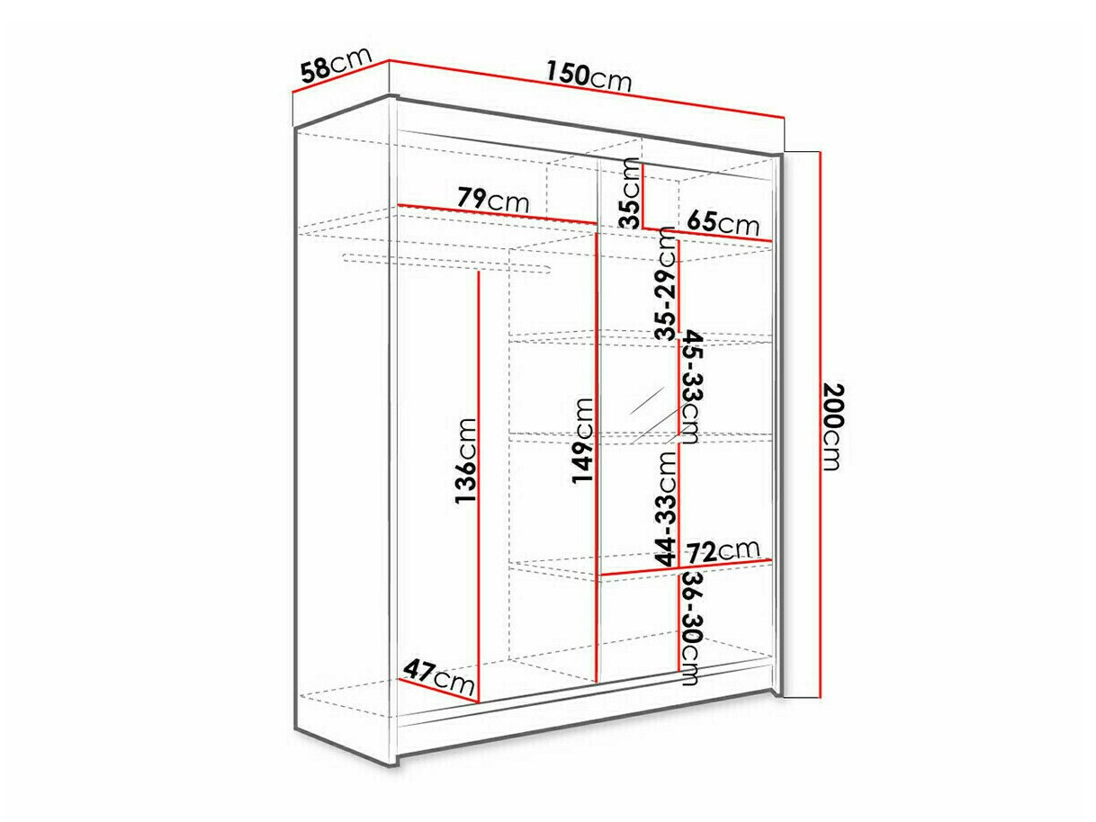 Vaatekaappi Closico Vastor I (Musta + Artisaanitammi)