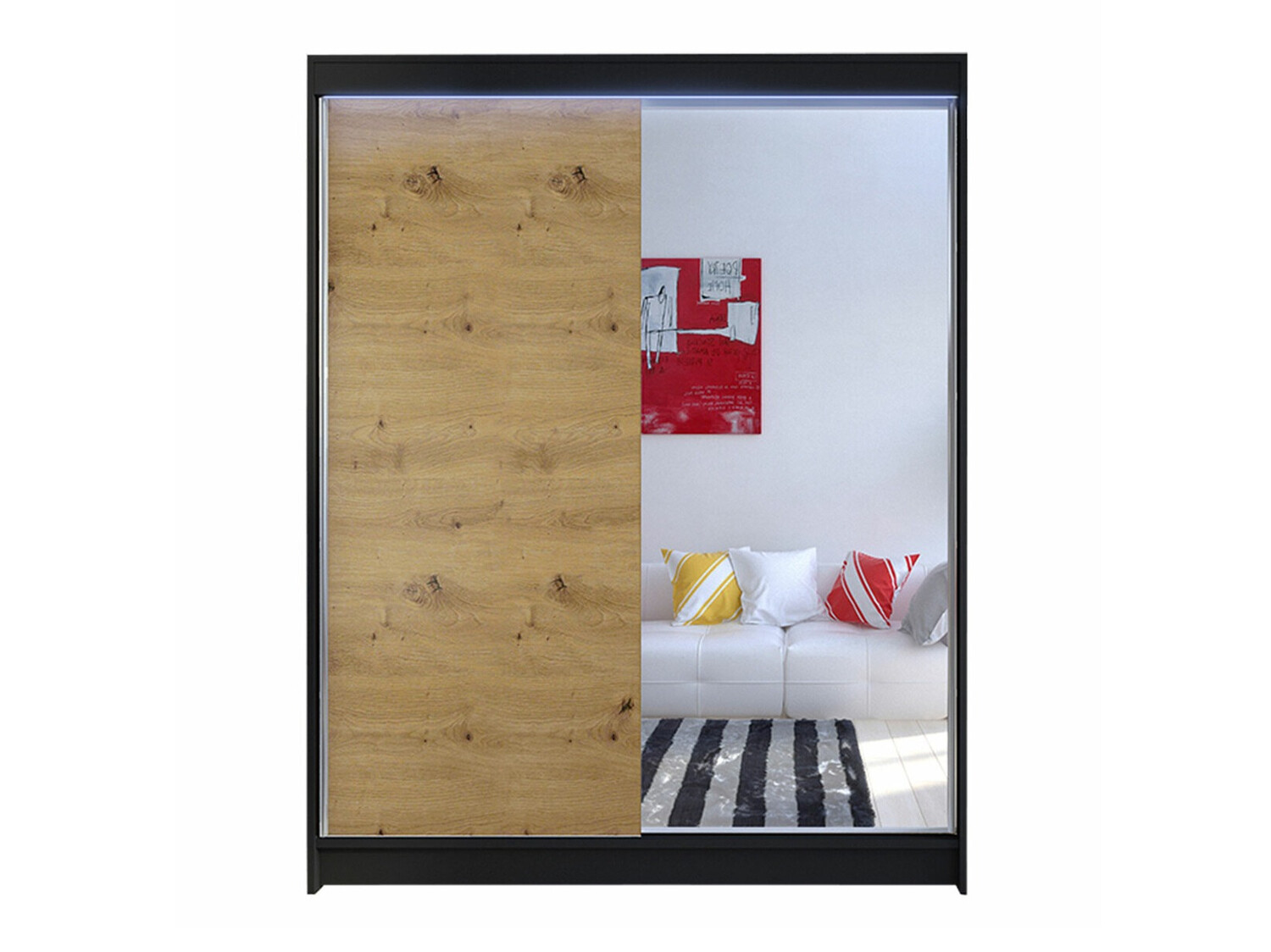 Vaatekaappi Closico Vastor I (Musta + Artisaanitammi)