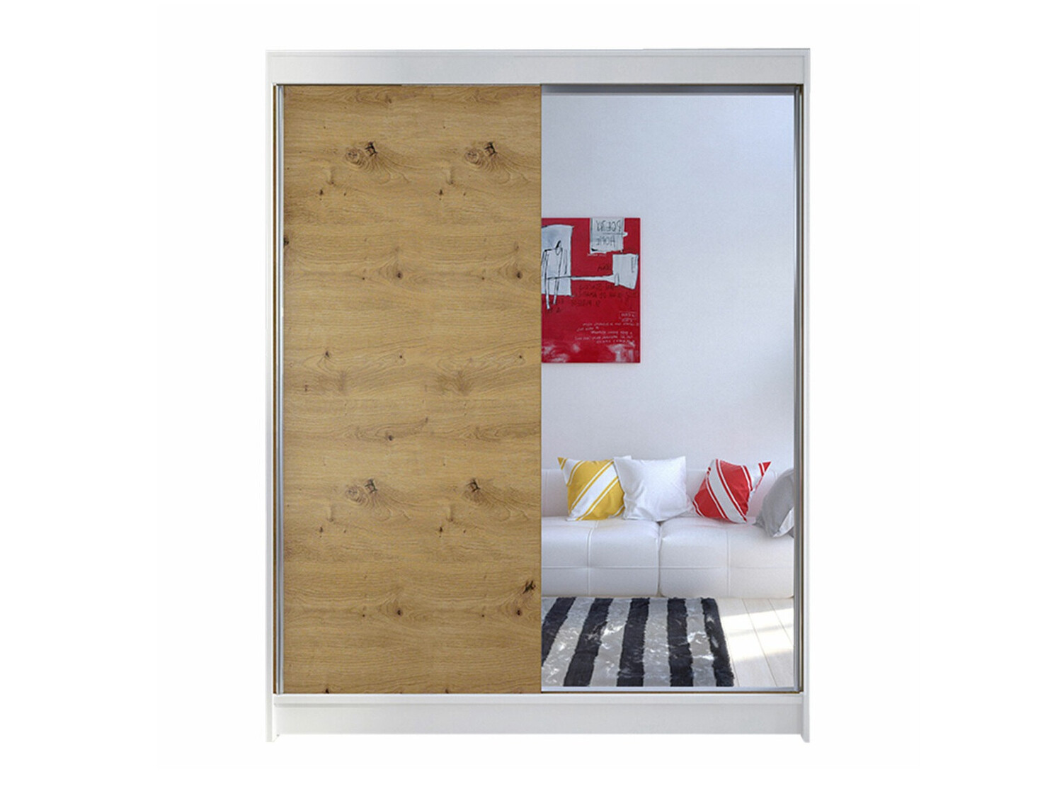 Vaatekaappi Closico Vastor I (Valkoinen + Artisaanitammi)