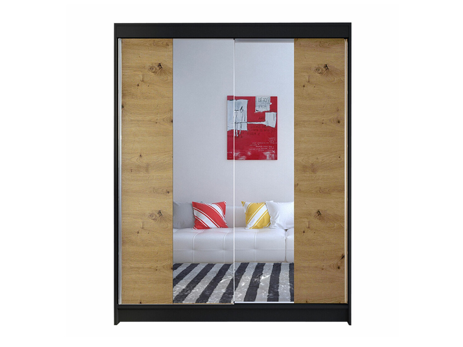 Vaatekaappi Closico Vastor II (Musta + Artisaanitammi)