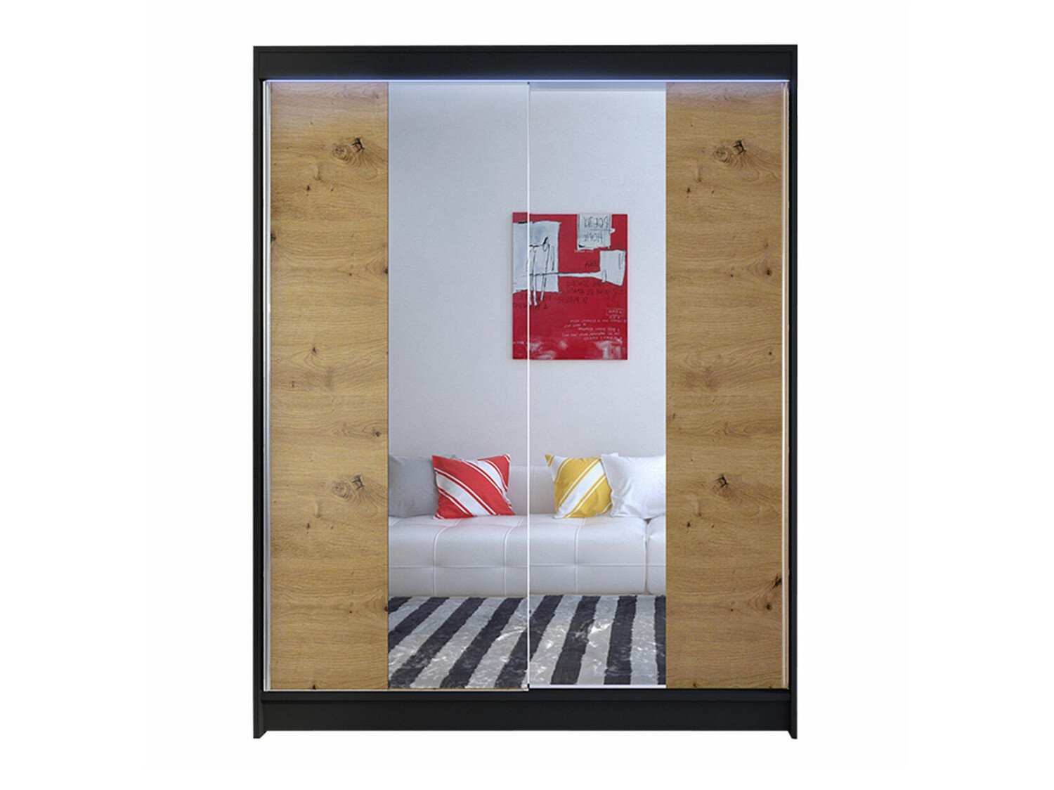 Vaatekaappi Closico Vastor II (Musta + Artisaanitammi)