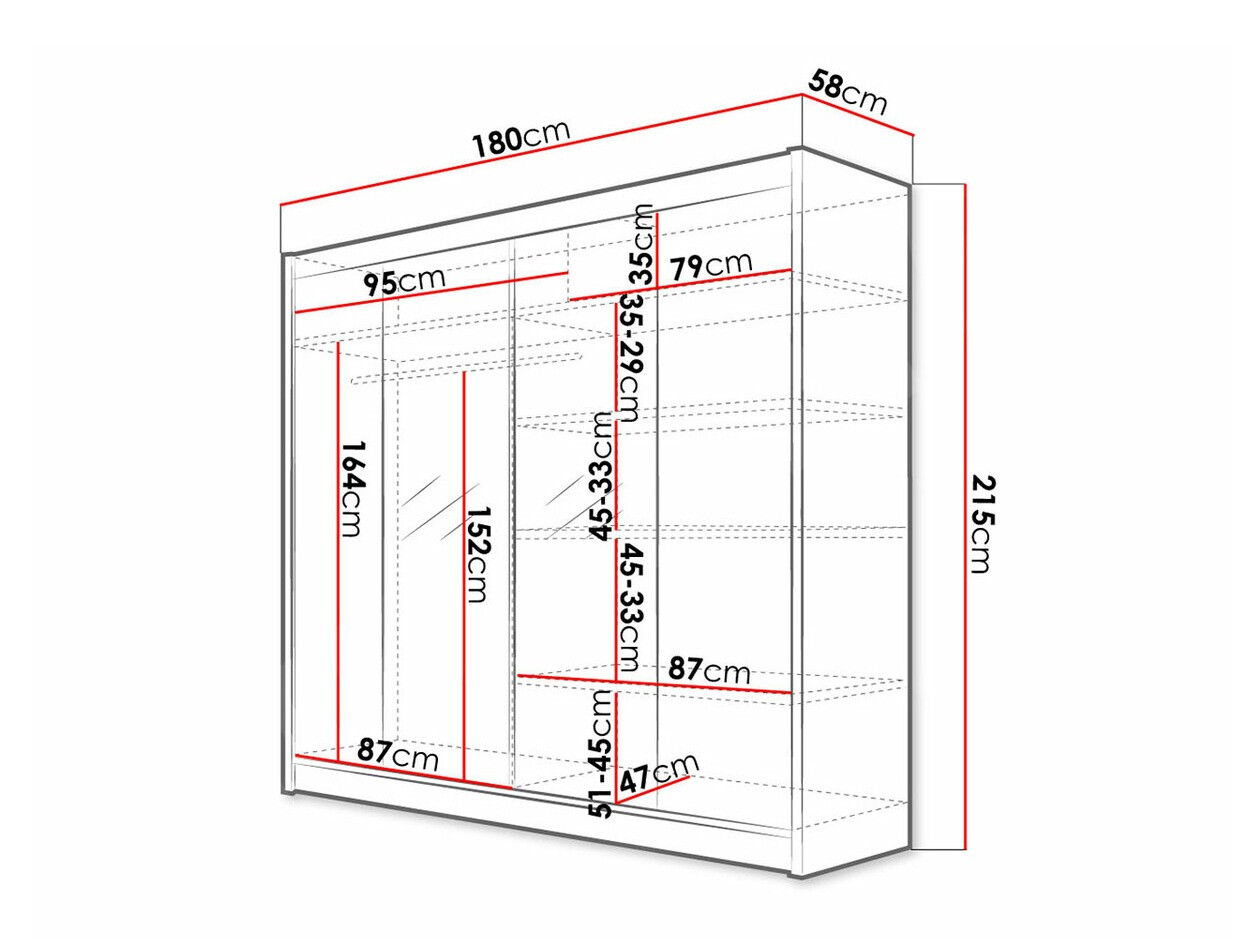 Vaatekaappi Closico Cavaris II (Musta + Artisaanitammi)