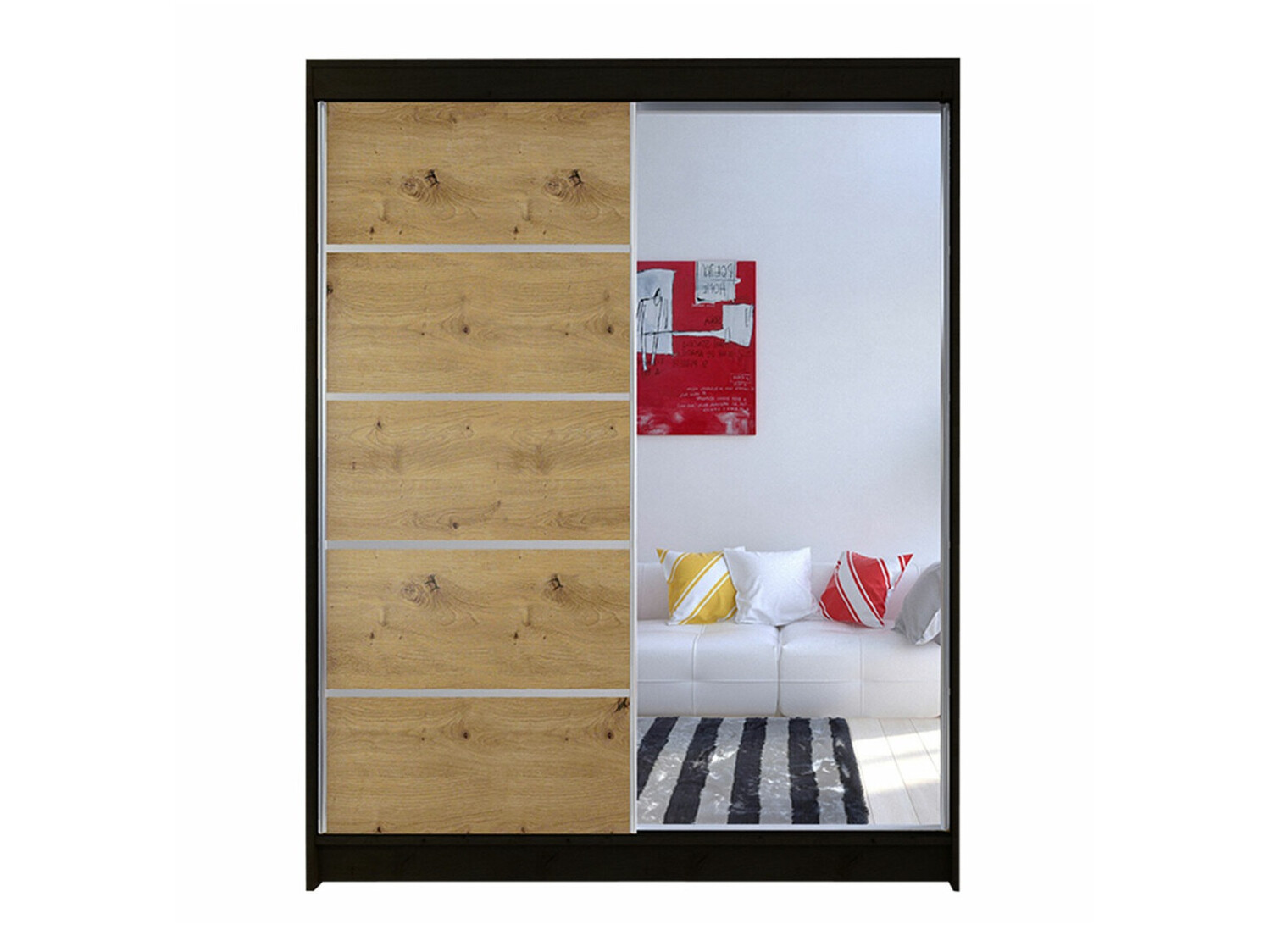 Vaatekaappi Closico Vastor III (Musta + Artisaanitammi)