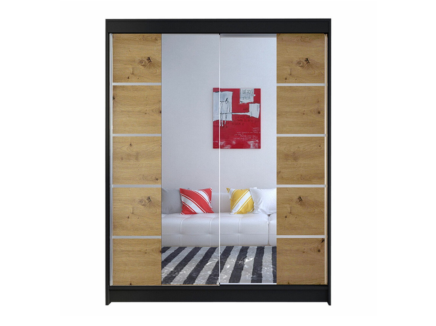 Vaatekaappi Closico Vastor V (Musta + Artisaanitammi)