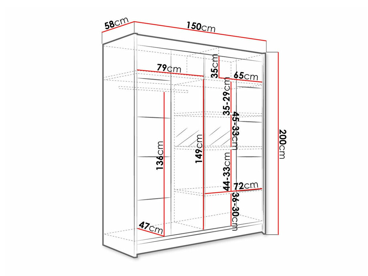 Vaatekaappi Closico Vastor V (Musta + Artisaanitammi)