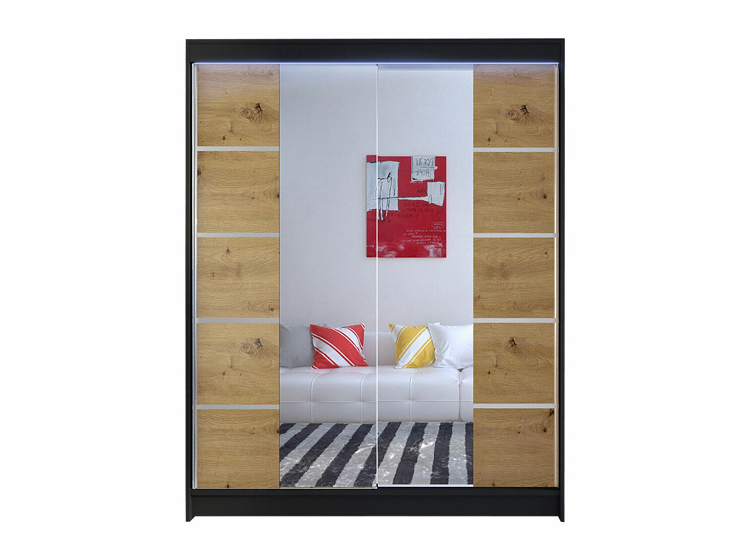 Vaatekaappi Closico Vastor V (Musta + Artisaanitammi)