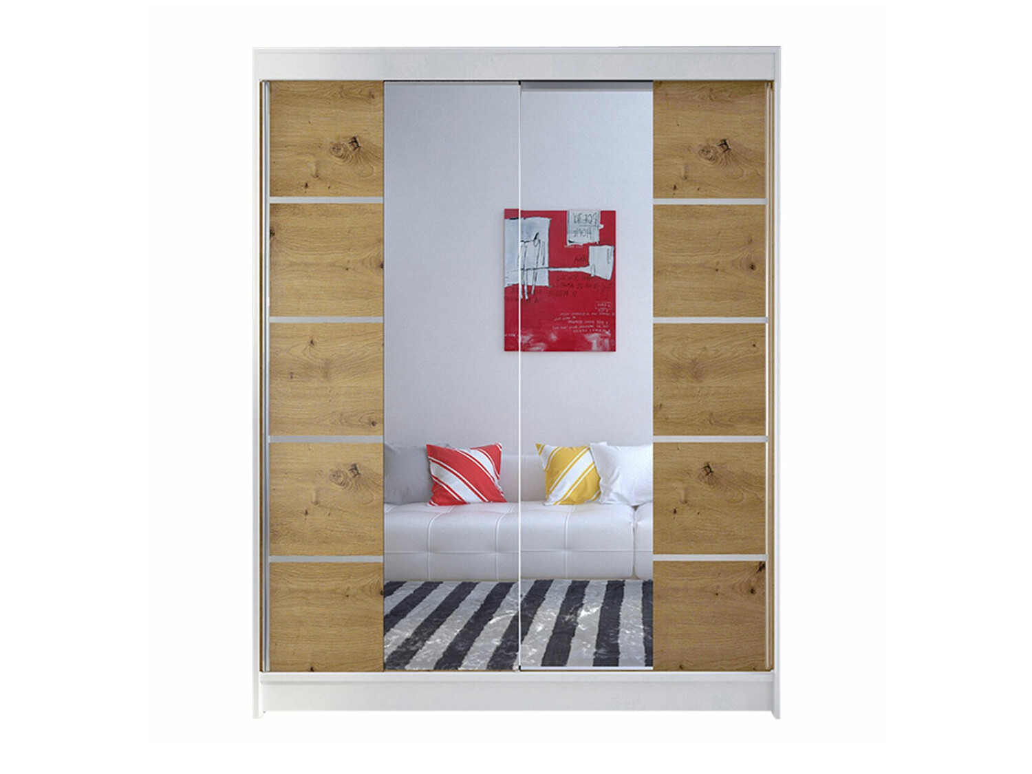 Vaatekaappi Closico Vastor V (Valkoinen + Artisaanitammi)