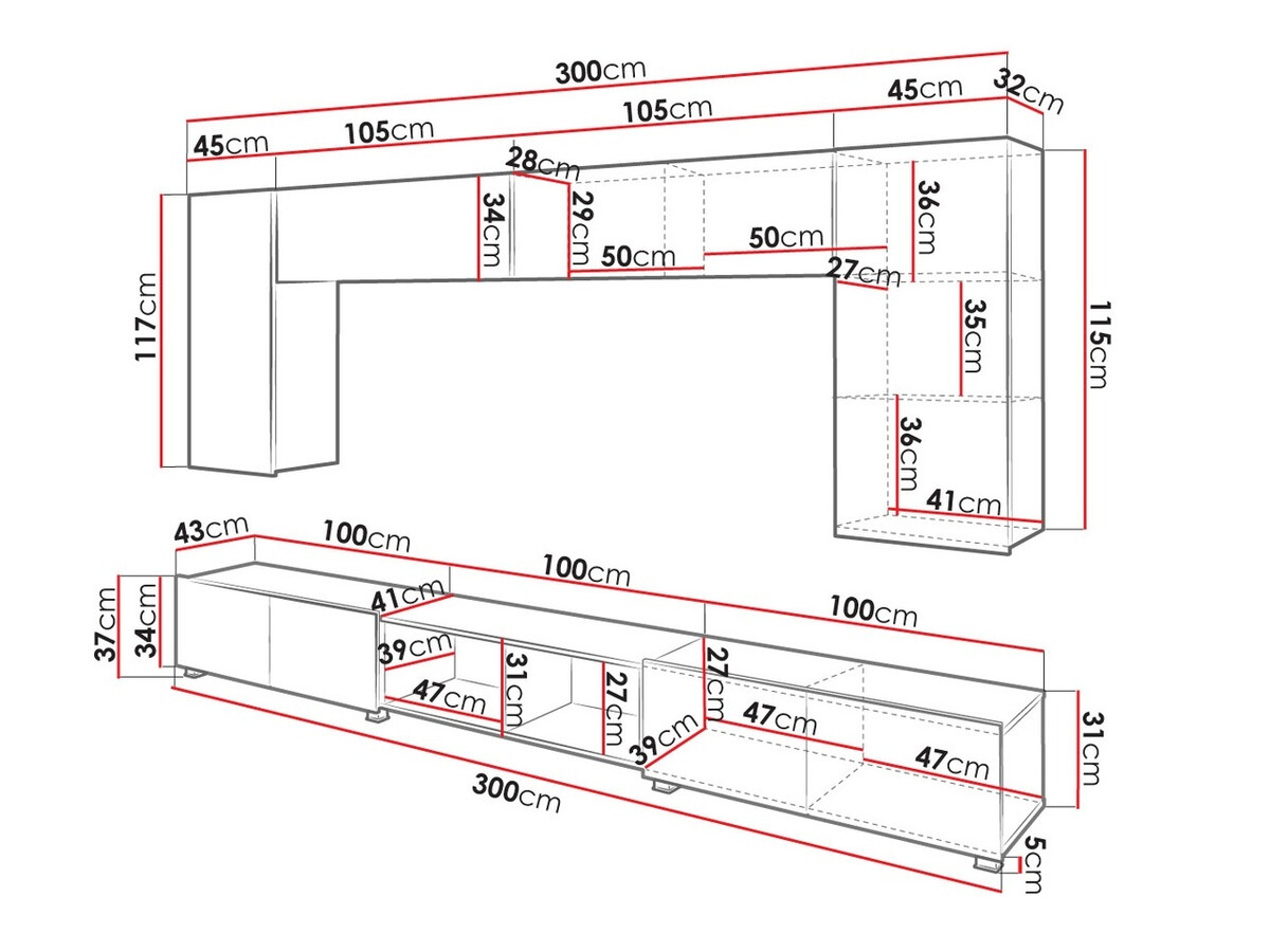 Olohuonesetti Remus XXIII (Musta + Kiiltävä musta + Artisaanitammi)