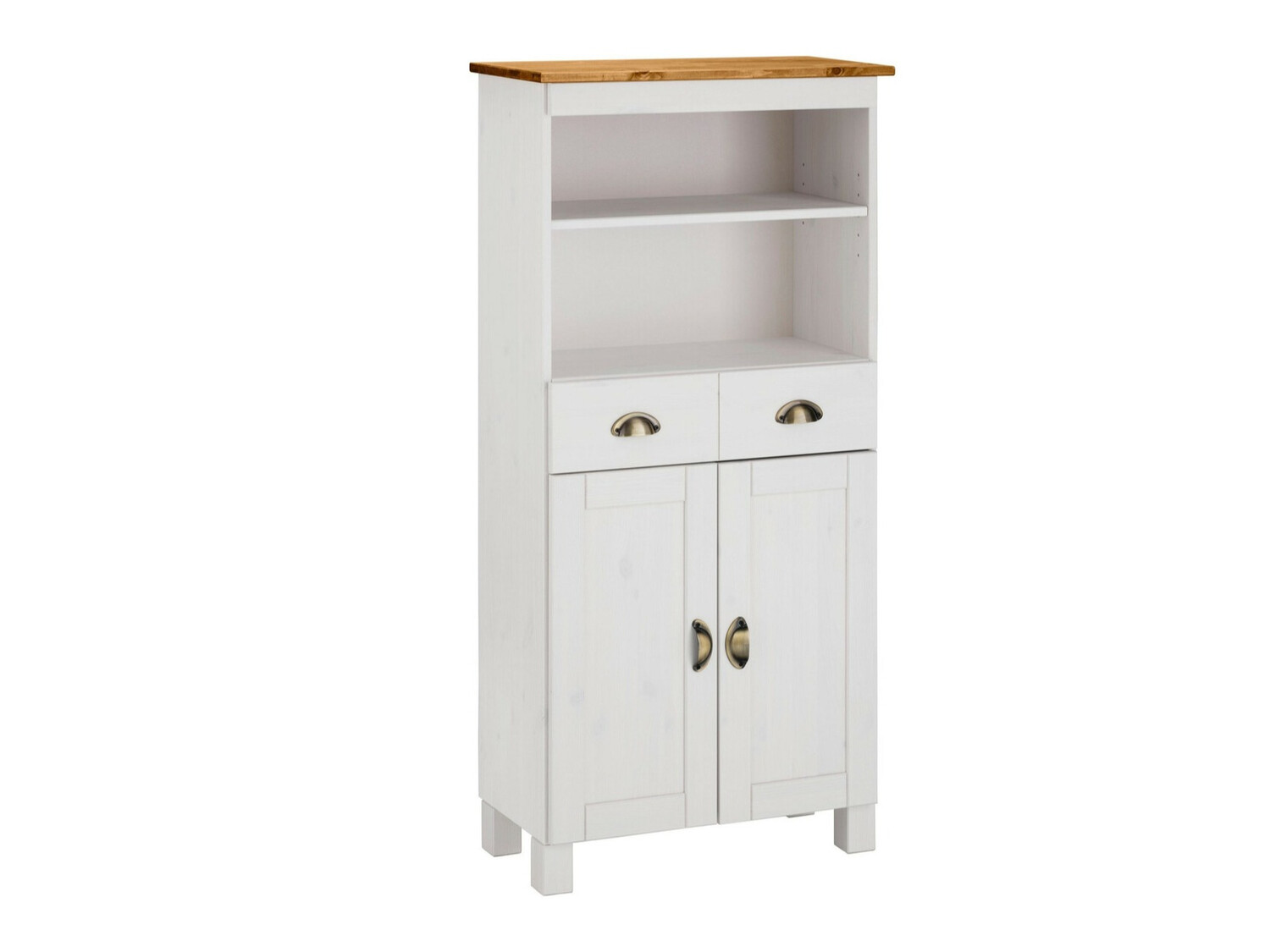 Pystymallinen kylpyhuonekaappi Serelbu 105 (Valkoinen + Vaaleanruskea)