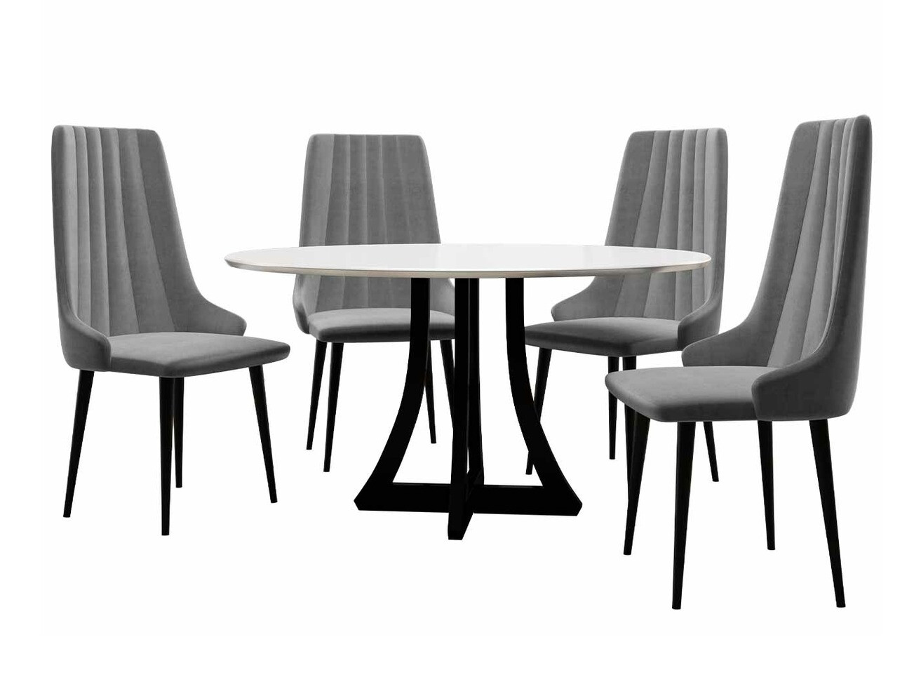 Ruokailuryhmä Racine 135 (Kiiltävä musta + Kiiltävä valkoinen)