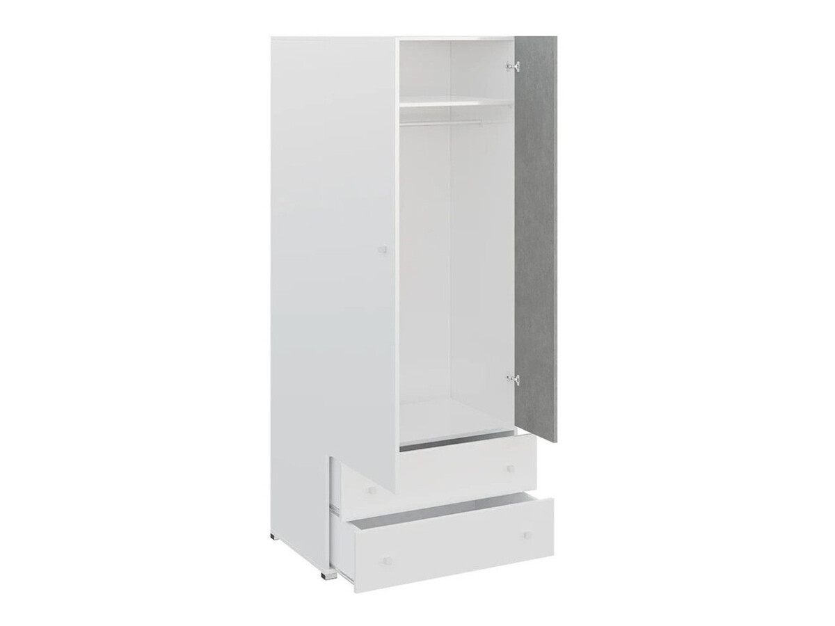 Vaatekaappi Omaha J102 (Valkoinen + Betoni)