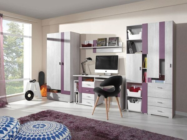 Hylly Omaha D128 (Valkaistu mänty + Violetti)