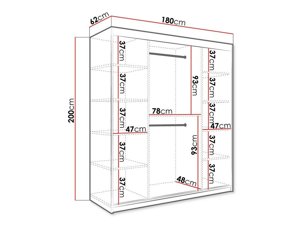 Vaatekaappi Hartford 243 (Matta valkoinen + Valkoinen marmori)