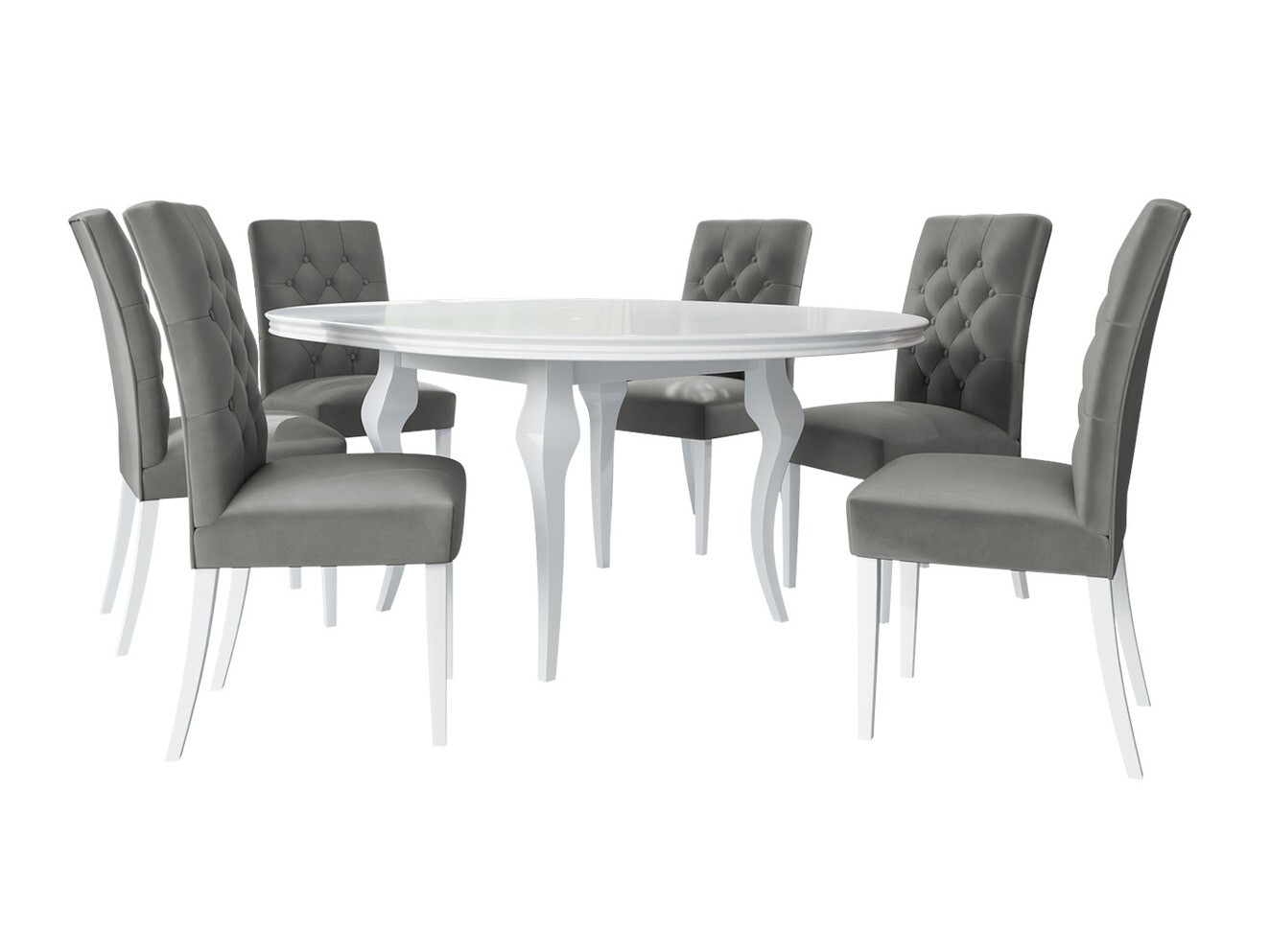 Ruokailuryhmä Racine 129 (Kiiltävä valkoinen + Magic Velvet 2217)