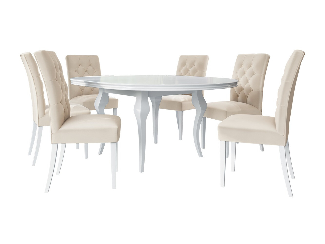 Ruokailuryhmä Racine 138 (Kiiltävä valkoinen + Magic Velvet 2250)