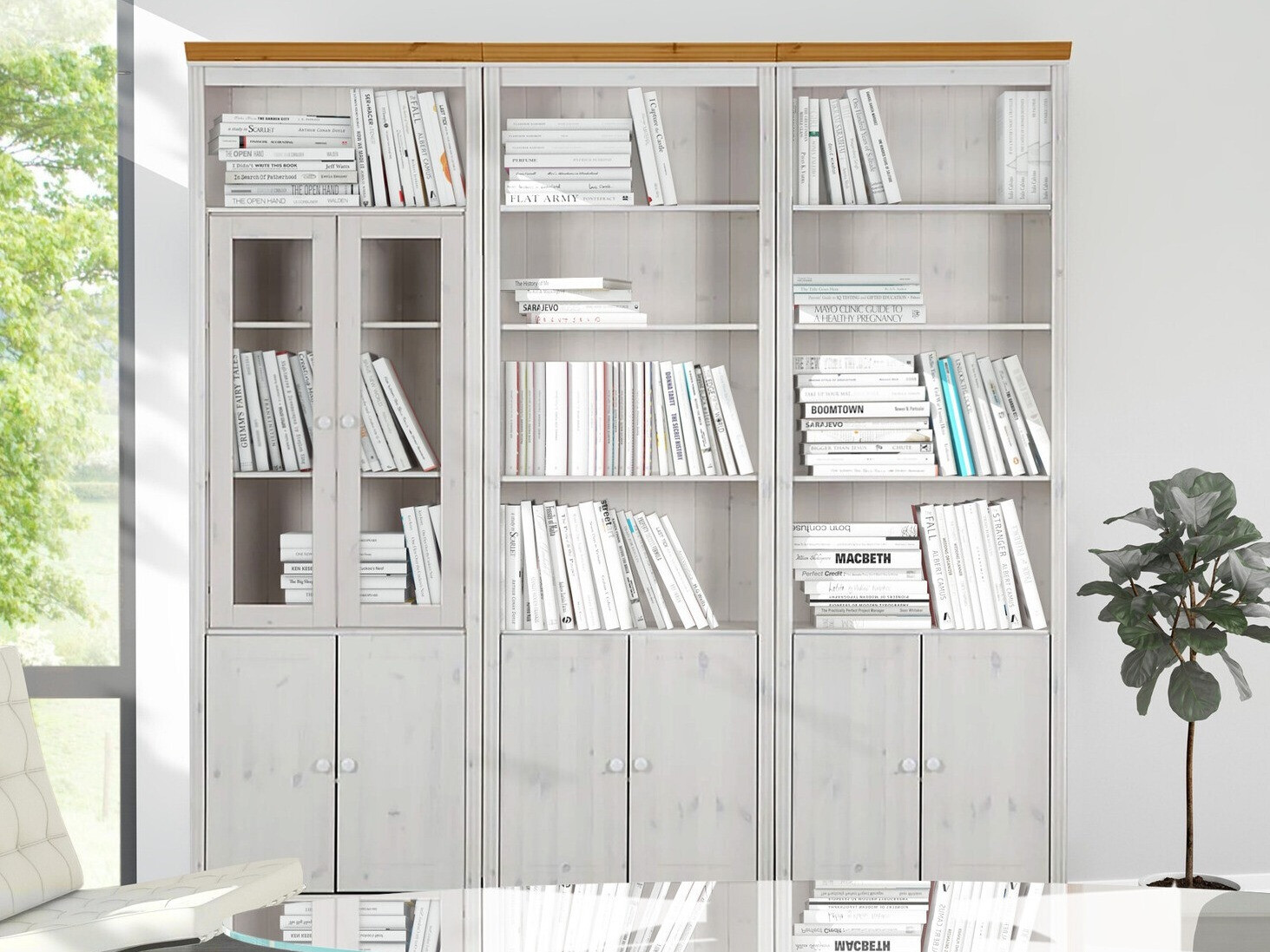 Hyllysetti Saltoro 111 (Valkoinen + Hunajatammi)